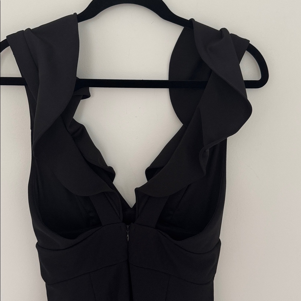 Lulu's Black Ruffle Strap V-Neck Jumpsuit - Size S - Picture 6 of 8